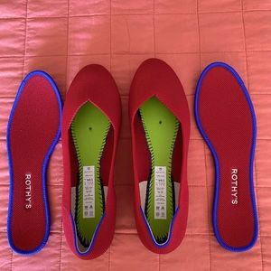 Rothy’s The Flat in Classic Bright Red w/extra insoles